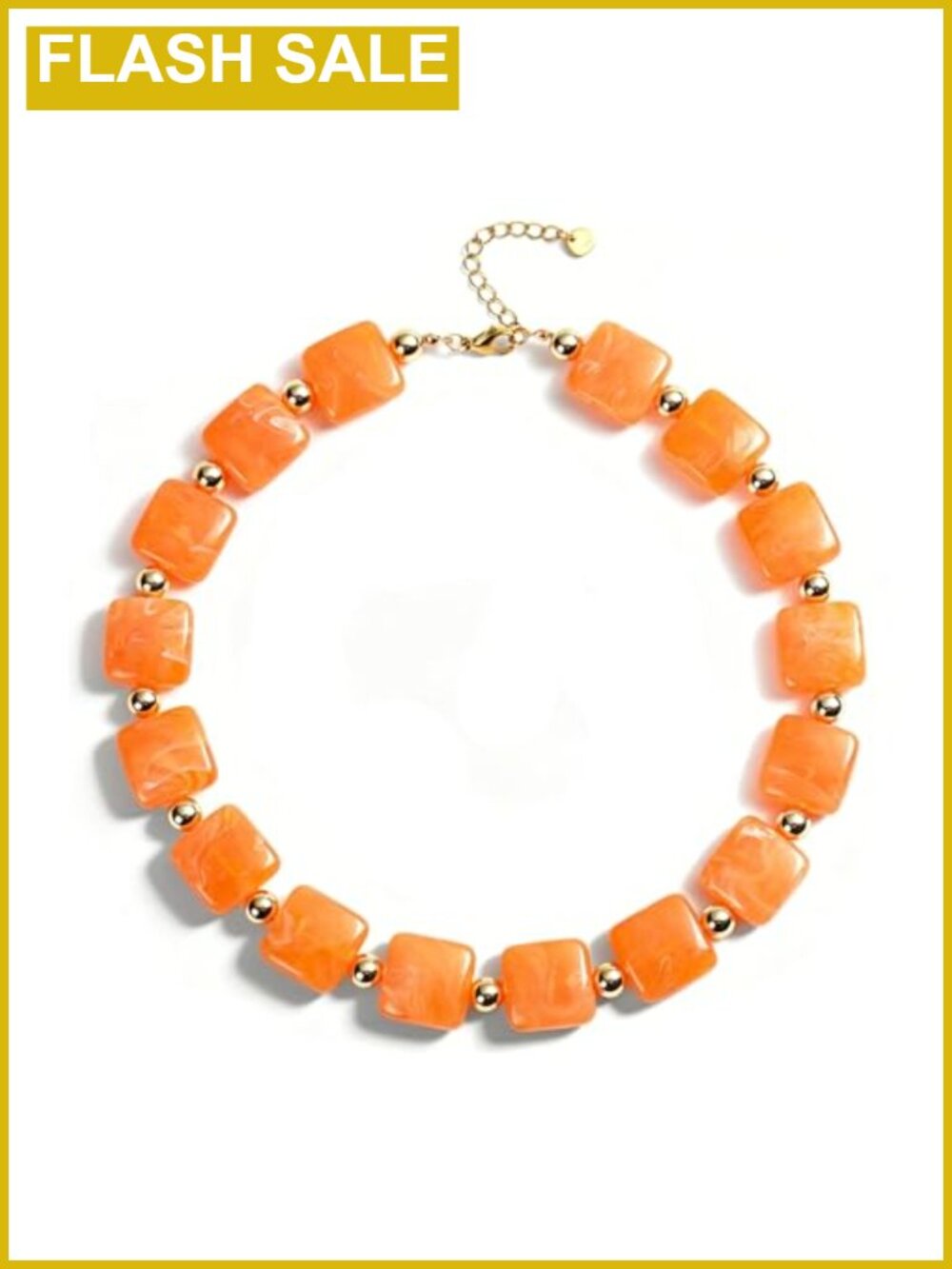 Chunky Resin Beaded Necklace for Women Boho Statement Choker Adjustable